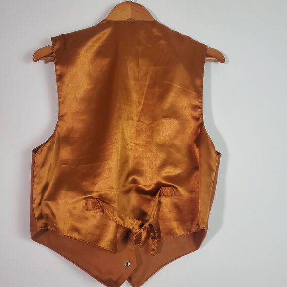 AJ Men's Vest MediumTan Brown Suede Leather Western Cowboy Boho Vintage Rodeo - Picture 6 of 10